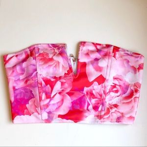 “Paint it Red” Pink Floral Crop Top/Bustier